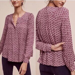 Anthropologie Maeve Orli Bibbed Button Down Top